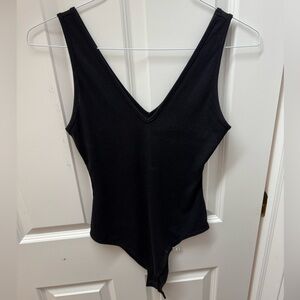 Black Sleeveless V-Neck Bodysuit